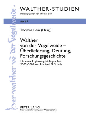 cover image of Walther von der Vogelweide  Überlieferung, Deutung, Forschungsgeschichte